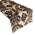 thumbnail image 1 of Flocked Damask Table Runner Black on Beige, 1 of 1