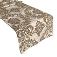 thumbnail image 1 of Flocked Damask Table Runner Brown on Ivory, 1 of 1
