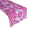 thumbnail image 1 of Flocked Damask Table Runner Fuchsia on White, 1 of 1