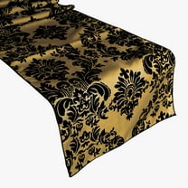 Flocked Damask Table Runner Gold