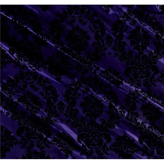 Flocked Damask Taffetta-Purple,