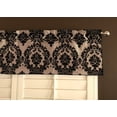 thumbnail image 1 of Flocked Damask Window Valance 58" Wide Black on Beige, 1 of 1