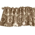 thumbnail image 1 of Flocked Damask Window Valance 58" Wide Brown on Ivory, 1 of 1