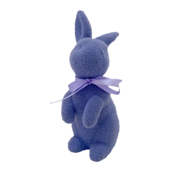 Flocked Easter Bunny Decor - Flocking Rabbit with Bow tie Tabletop Ornament Spring Tables Decoration Centerpieces Indoor - Easter Decorating Bunnies for Home Party(Purple)