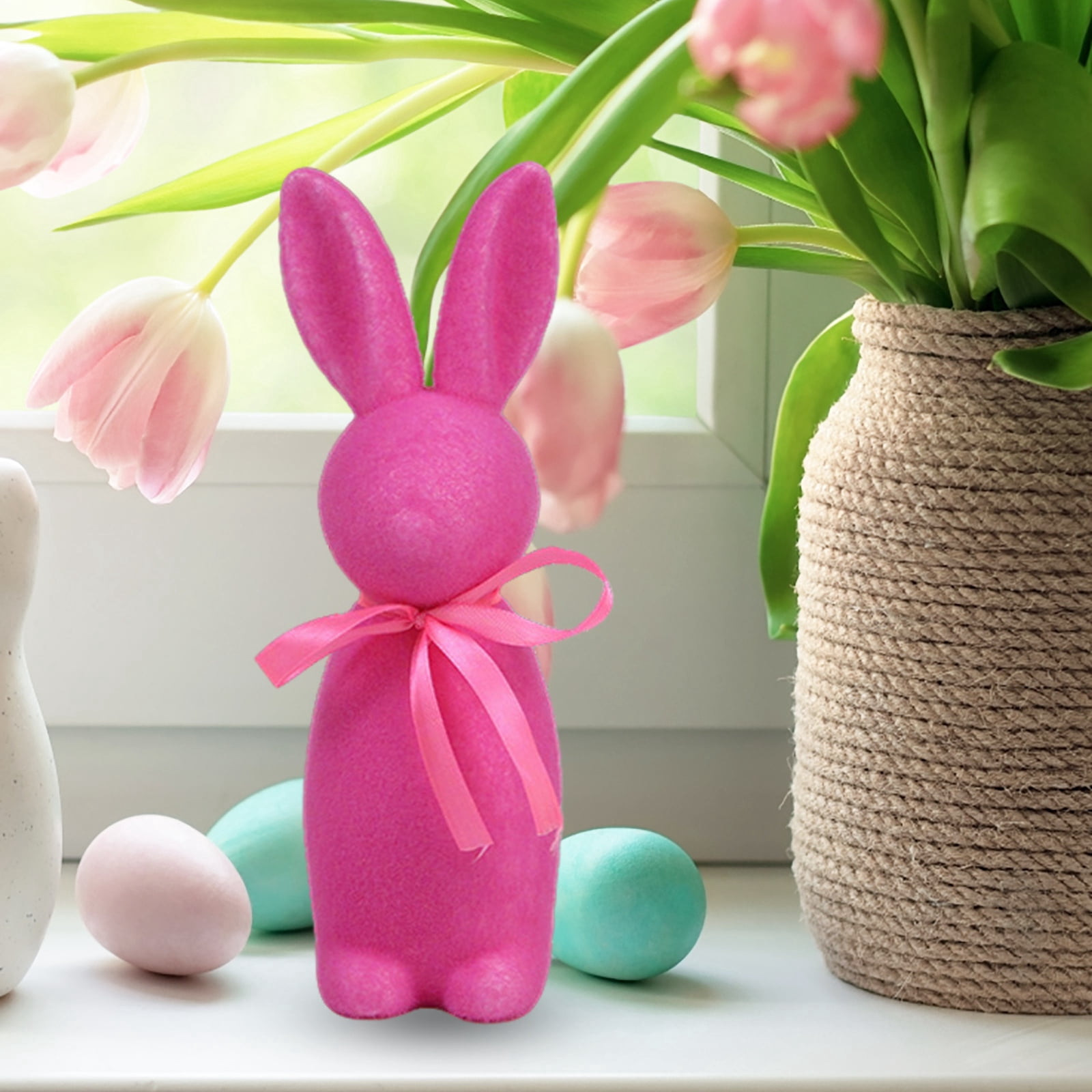Flocked Easter Bunny Decorations - Easter Spring Bunnies Figurines ...
