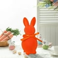 thumbnail image 1 of Flocked Easter Bunny Figurine, 7.87 Inch Flocking Bunnies Statue with Ribbon Bow, Cute Rabbit Table Ornaments, Coloful Animal Sculptures for Spring Home Party Supplies (Orange), 1 of 7