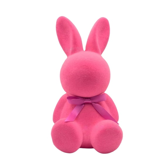 Flocked Easter Bunny Figurine with Bow Tie Cute Rabbit Centerpiece for Easter Signs Centerpieces Farmhouse Home