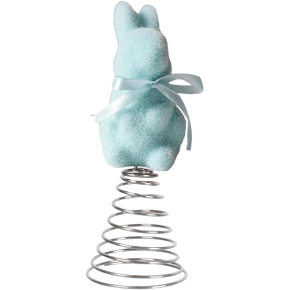 Flocked Easter Bunny Tree Topper - Soft Moss Rabbit Ornament for Christmas Tree, Mantel, Shelf, or Table Centerpiece, Spring Home Decor(2pc- L -Blue)