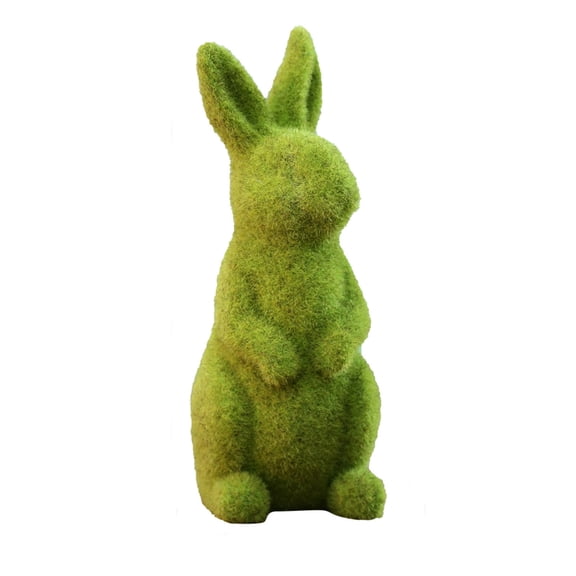 Flocked Easter Garden Statue, Realistic Resin Rabbit Ornament For Patio Tabletop Yard Home Decor, Charming Holiday Accent For Indoor Outdoor Spring Display