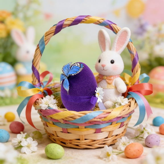 Flocked Easter Large Foam Eggs, 15.24x10.16 Inch Big Easter Egg Decor, Festive Prop, Perfect for Shop Window Home Mantel Shelf Easter Party Spring Holiday Indoor Decor Use