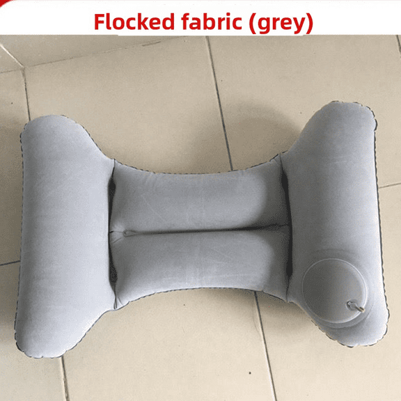 Flocked Fabric Self-Inflating Lumbar Pillow, One-Touch Press Inflatable & Storable Waist Cushion, Back Support Pillow for Car Seats and Office Use