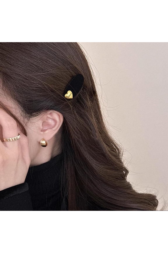 Flocked Gold Heart Clip Back Hair Clip Forehead Bangs Clip Duckbill Clip Side Ear Clip