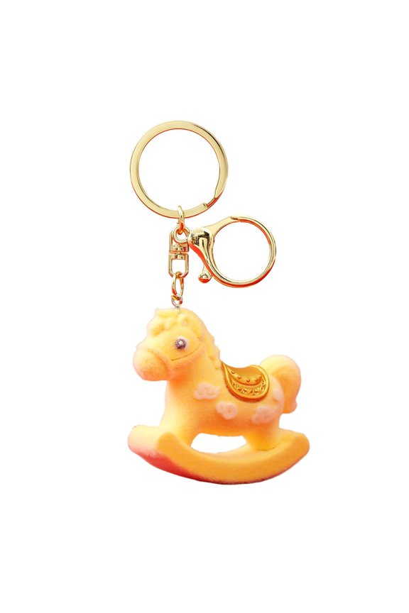 Flocked Horse Keychain,Fashion Flocked Keychain, Purse Charm Flocked, Fun Design Keychain, Textured Keychain, Animal Shaped Keyring, Novelty Flocked Accessory, Bag Charm Pendant