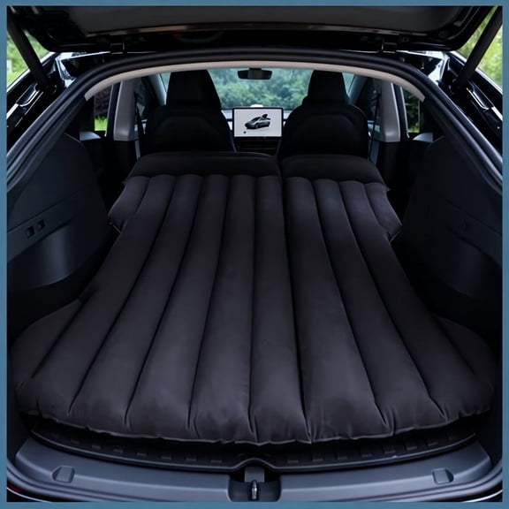 Flocked Inflatable Car Mattress, Soft Air Bed for SUV RV Travel Camping, Comes with Storage Bag & Repair Kit, Portable Vehicle Camping Accessory