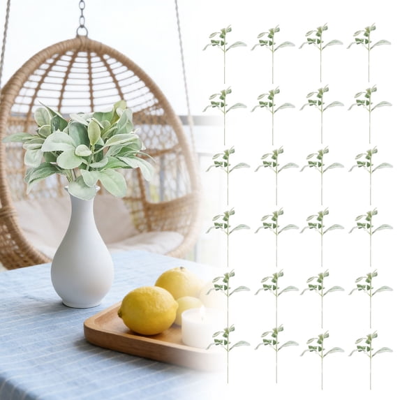 Flocked Lamb's Ear Sprigs Artificial Greenery 24Pcs Bunch Flocked Stems for Wedding Centerpiece Greery Farmhouse Floral Arrangements and Home Decor