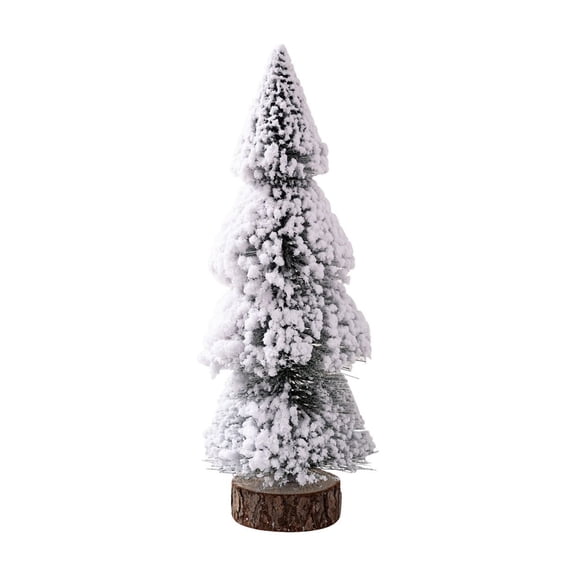 Flocked Mini Cedar Christmas Tree Set, Snow Covered Tabletop Pine Tree Figurines, Small Artificial Snowy Desktop Trees for Holiday Mantel & Shelf Decor,A03