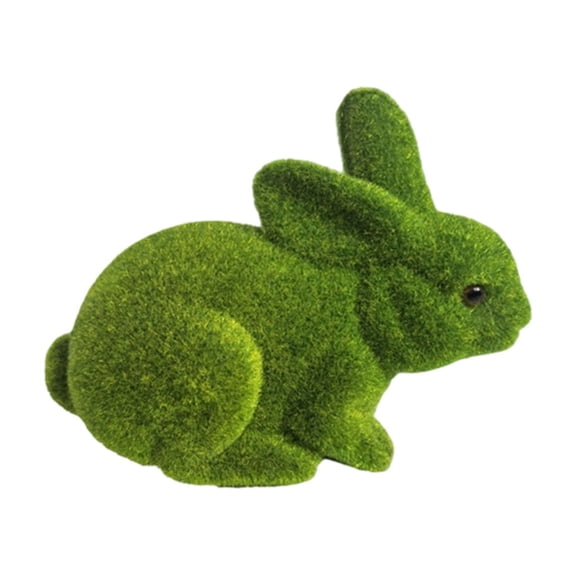 Flocked Moss Bunny Figurine - Green Easter Rabbit Statue Decorations, Imitation Moss Rabbit Sculpture for Garden, Yard, Home, Office & Party Ornament