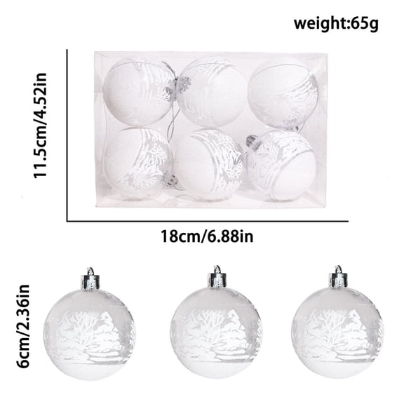 Flocked Ornaments, 6PCS Christmas Tree Bauble Hanging Home Party Ornament Decor 6CM B One Size