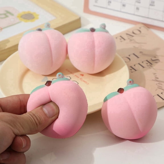 Flocked Peach, Soft Slow Rebound Texture, Realistic Fruit Shape, Portable Relaxing Squeeze Ball