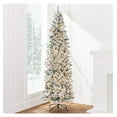 Flocked Pencil Christmas Tree, PreLit Slim Artificial Holiday