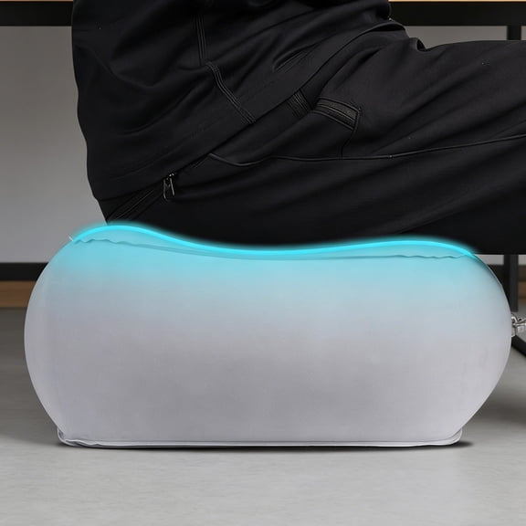 Flocked Pvc Inflatable Foot Rest for Travel & Office, Portable Airplane Footstool, Ergonomic Leg Support, Quick Pump-free Inflation, Topliu