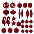 thumbnail image 1 of Flocked Shaped Christmas Balls Set of 28 Decorative Ornaments Variety Uniquely Shaped Easy Hang Loops Lightweight for Tree Wreath Holiday Display Home Party Festive Decor, 1 of 5