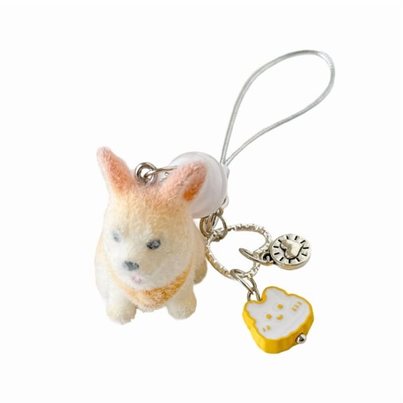 Flocked Shiba Inu Keychain Soft Plush Surface Dog Charm Phone Chain Lightweight Decoration Accessory For Pet Lovers