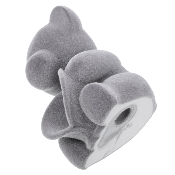 Flocked Sitting Bear Ornaments Fun Sculpture Decoration Immortal Flower Figurines Small Statue Grey