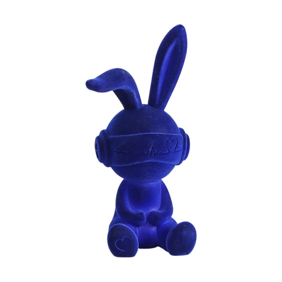 Flocked Sitting Bunny Ornament 7 Inch Creative Soft Decoration Luxury Home Decor Living Room Entryway Tv Stand Display Elegant Gift for Home Lovers, Flocked Sitting Rabbit Figurine *1