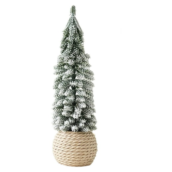 Flocked Snow-Covered Cedar Tabletop Tree, Realistic Mini Christmas Decor, Pre-Assembled Artificial Tree, Velvet Snow Finish, Home or Office Display