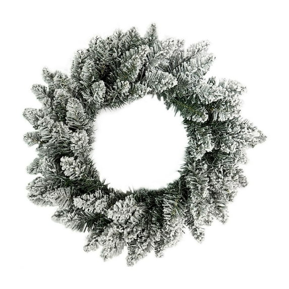 Flocked Spruce Wreath, Ongmies Pre-Assembled Snowflake Christmas Wreath – Artificial Decorative Wreath for Front Door, Wall, Window, Indoor & Outdoor Christmas Decor, Artificial Spruce Wreath