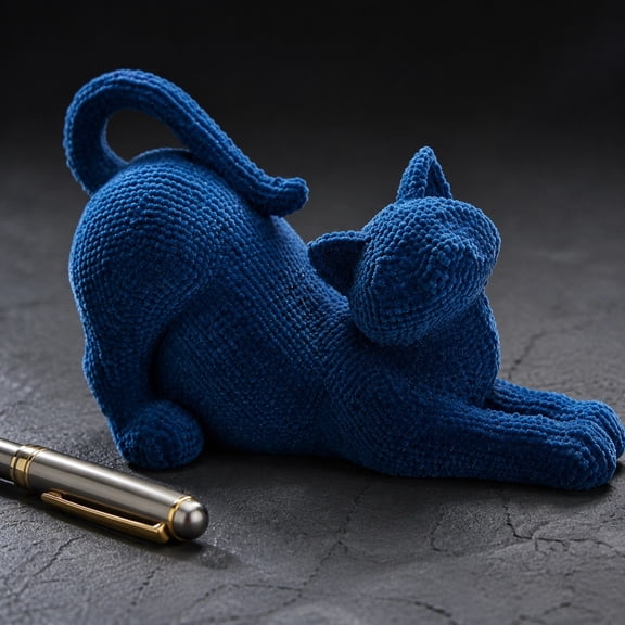 Flocked Stretch Cat Resin Statue Cute Animal Figurine Tabletop Living Room Desktop Decor Ornament