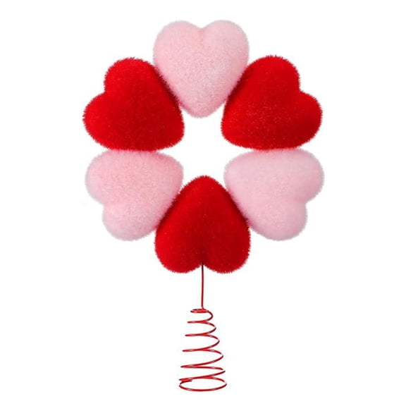 Heart Shaped Flocked Tree Top Ornament Red Pink Heart Tree Topper for Valentines Galentines Day Wedding Holiday Birthday Home Decor