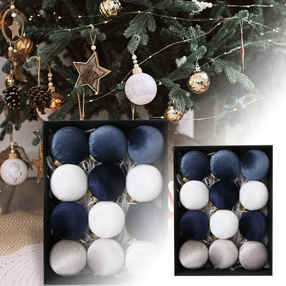 Flocked Velvet Christmas Balls Ornaments - Shatterproof Neutral Hanging Baubles for Xmas Tree Decor, Textured Velvet Ornaments for Wreath Garland Fireplace Mantel to Create a Festive Holiday Ambiance