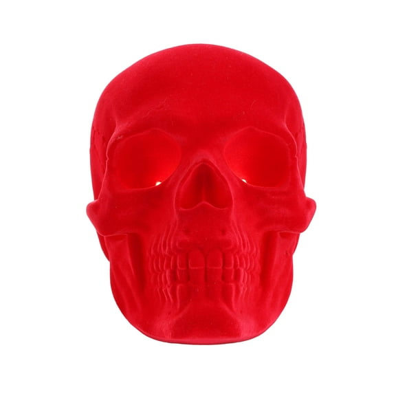 Flocked Velvet Light Up Skull Decoration