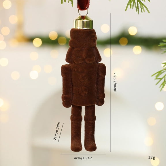 Flocked Walnut Soldier Hanging Ornament DIY Christmas Indoor Window Display Tree Decoration Velvet Fabric Nutcracker Hanging Decoration