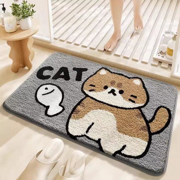 Flocking Absorbent Doormat Non-Slip Waterproof Entrance Mat for Indoor Outdoor Use Home Kitchen Bathroom Floor Mat Washable Durable Pet Friendly