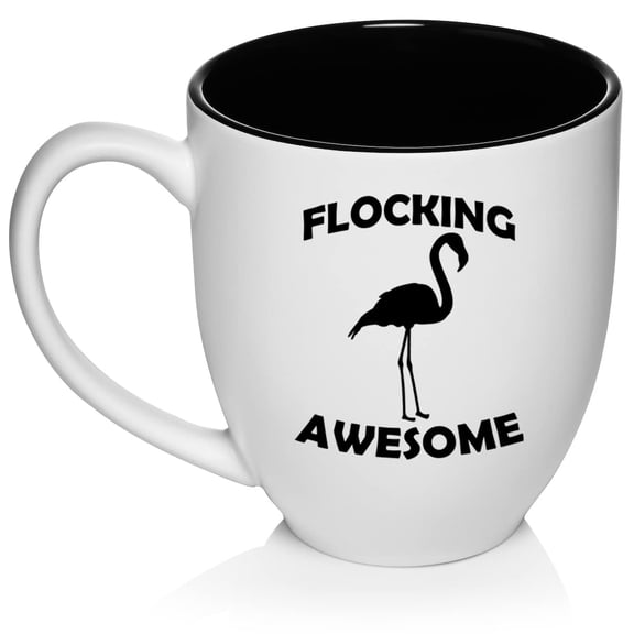Flocking Awesome Flamingo Funny Ceramic Coffee Mug Tea Cup Gift for Her, Him, Men, Women, Mom, Wife, Husband, Pun, Family, Coworker, Boss, Mom, Dad, Housewarming, Birthday, Cute (16oz White)