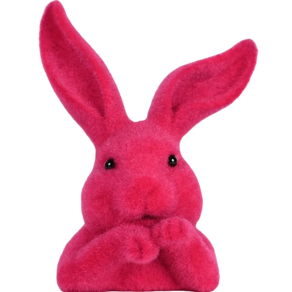 Flocking Bunnies Head Figurine Faux Moss Rabbits Sculpture for Tabletop Shelf Display and Easters Holiday Garden Decors
