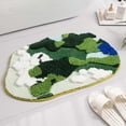 Flocking Carpet Cute Green Shag Bathroom Rugs Cloud Bath Mats For ...
