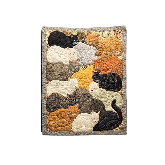 Flocking Cats Sleeping Patterns Flannel Blanket, QQZ Soft Warm Cozy Throw for Cat Lovers, Machine Washable Reversible Bed Couch Decor