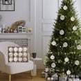 thumbnail image 1 of Flocking Christmas Balls Ornament Set, 12pcs White and Gold Glitter Decorative Hanging Ornaments, Shatterproof Christmas Tree Decorations for Holiday Party Home Décor, 1 of 6