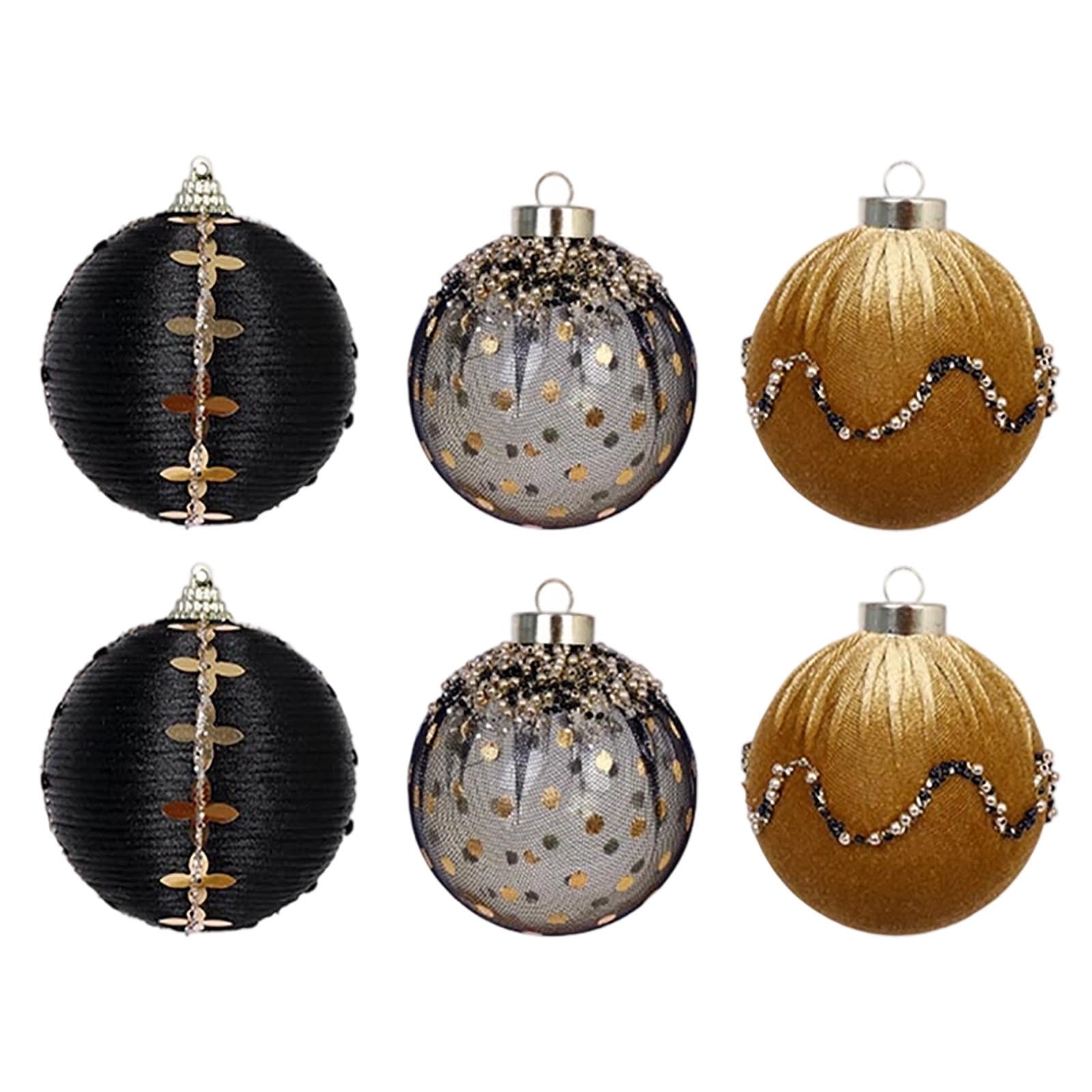 Flocking Christmas Tree Ornaments 12Pack 6cm Velvet Painted Plastic