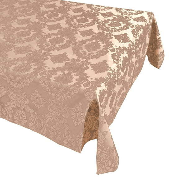 Flocking Damask Taffeta Tablecloth Beige on Beige