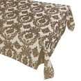 thumbnail image 1 of Flocking Damask Taffeta Tablecloth Brown on Ivory, 1 of 1