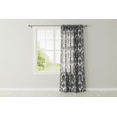 thumbnail image 1 of Flocking Damask Taffeta Window Curtain 56 Inch Wide Black on White, 1 of 3