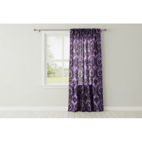 Flocking Damask Taffeta Window Curtain 56 Inch Wide Lavender