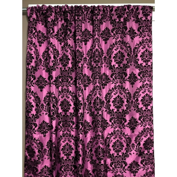 Flocking Damask Taffeta Window Curtain 56 Inch Wide Pink