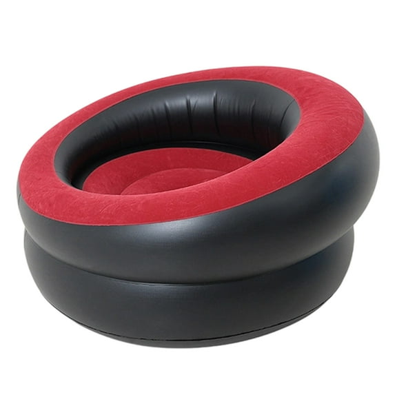 Flocking Inflatable Chair Air Sofa Ergonomic Blow Up Couch for Indoor Outdoor Use Leak Proof Portable Lounge Chair for Camping Beach Backyard Music Festivals