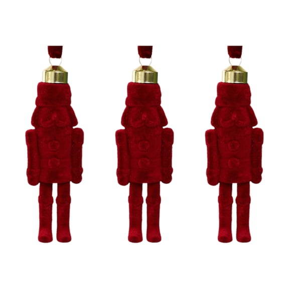Flocking Nutcrackers Christmas Decorations Fabric Hanging Ornament For Indoor Holiday Festival Accessories